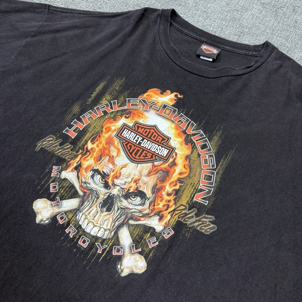 Harley Davidson T Shirt Mens 3XL Holstein's Omaha Nebraska Skull Flames Grunge
